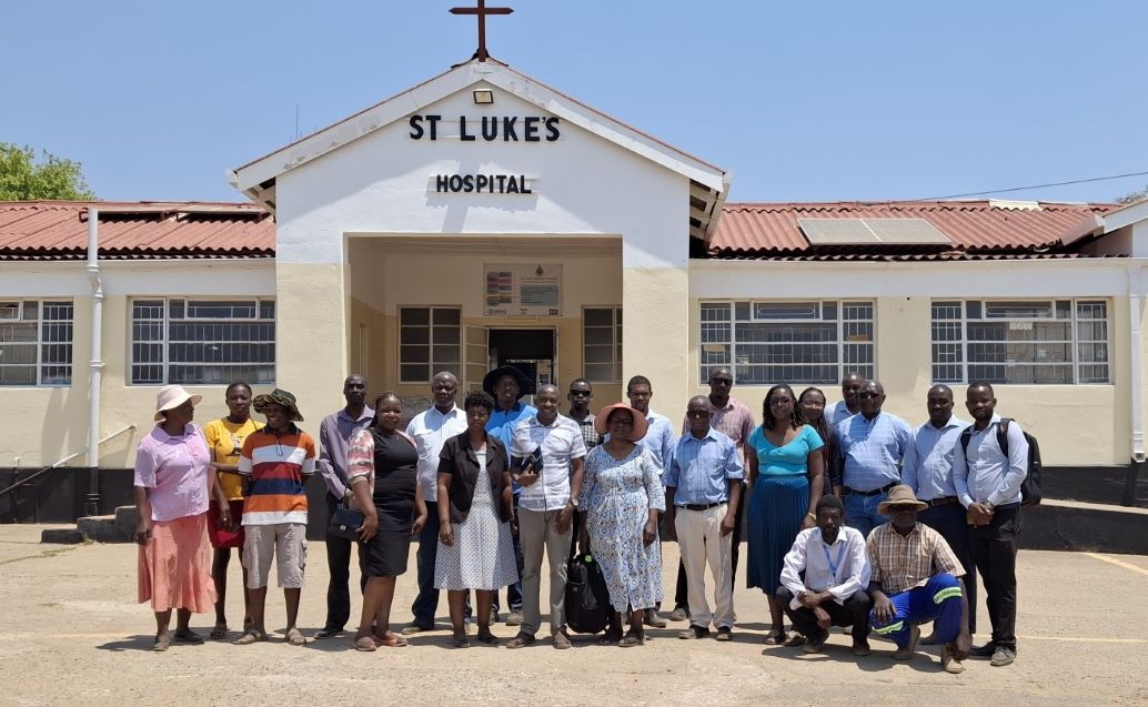 The project team, mentors, hospital staff and community members during a site visit to St, Luke's hospital, Lupane 